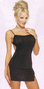 Slinky Mini Dress- Black- One Size