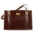 Pratesi Coffee Leather Satchel Bag w/ Interior Lighting