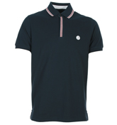 Navy Fly Front Pique Polo Shirt