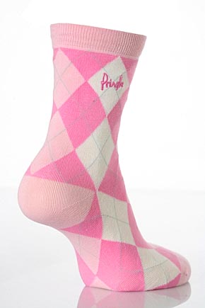 Ladies 2 Pair Pringle Rachael New Argyle Pattern Socks In 3 Colours Driftwood