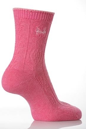 Ladies 2 Pair Pringle Sally Tonal Basket Weave Cotton Sock In 5 Colours Black