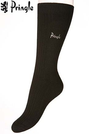 Mens 1 Pair Pringle Drymen Full Cushion Rib Sock Black