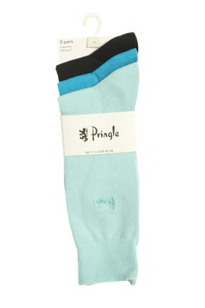 Mens 3 Pair Pringle Endrick Plain Trouser Sock Black-blue-hushpink