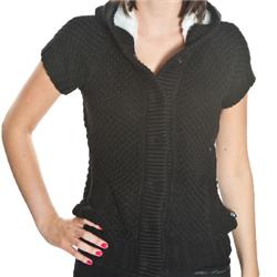 Womens Aftersiz Cardigan Hoody - True Blac