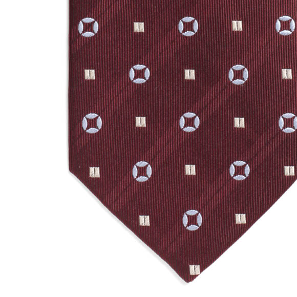 Burgundy & Gold Motif Woven Silk Tie