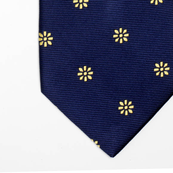 Navy & Gold Jumbo Flower Woven Silk Tie