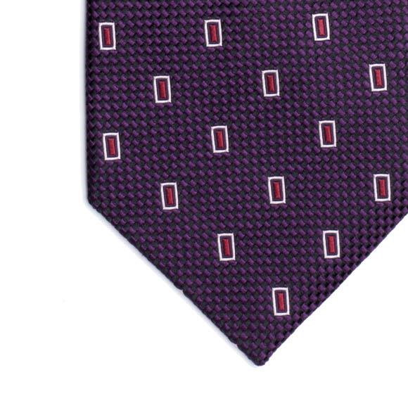 Wine & Lilac Motif Woven Silk Tie