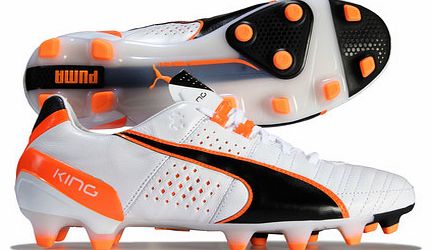 King II FG Football Boots White/Black/Fluo Flash