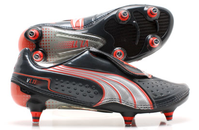 Puma V1.11 SG Football Boots Charcoal/White/Fluo Peach