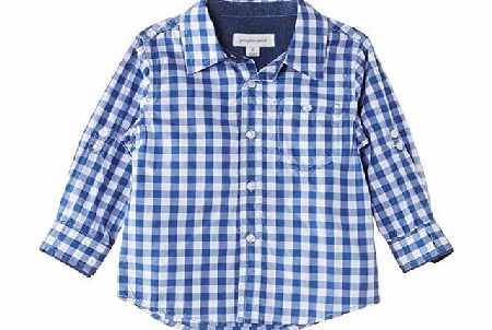 Pumpkin Patch Boys W/S Gingham Shirt, Delft Blue, 3 Years