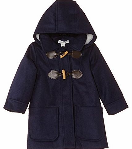 Girls Fur Trim Long Sleeve Coat, Medieval Blue, 2 Years