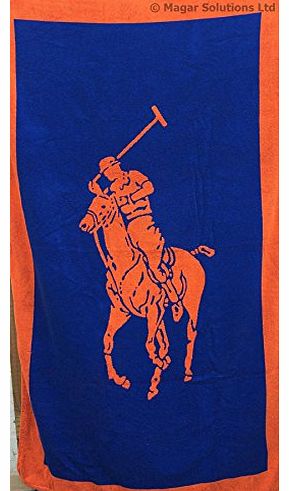 Polo X Large Beach Towel COBALT with Orange Pony 100x170cm Bath/Swimming