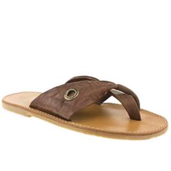 Female Masai Ii Leather Upper Flat Sandals in Brown