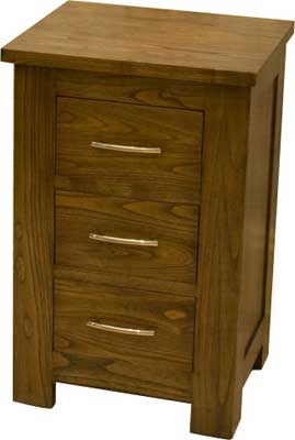 BEDSIDE CABINET 3 DRAWER DARK WOOD