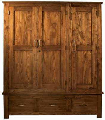 Dark Wood Triple Wardrobe