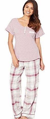  Designer Light Purple Checked Pyjama Bottoms And Top Set 20