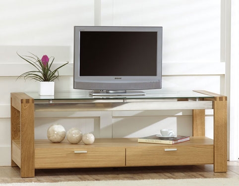 Oak and Glass TV Unit