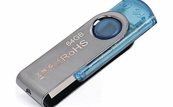 Rondaful 64GB Rotating USB 2.0 Flash Memory Drive Stick Pen Storage Thumb U Disk Blue