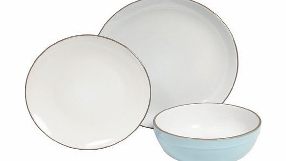 Sabichi 12-Piece Stoneware Quail Dinner Set, Blue