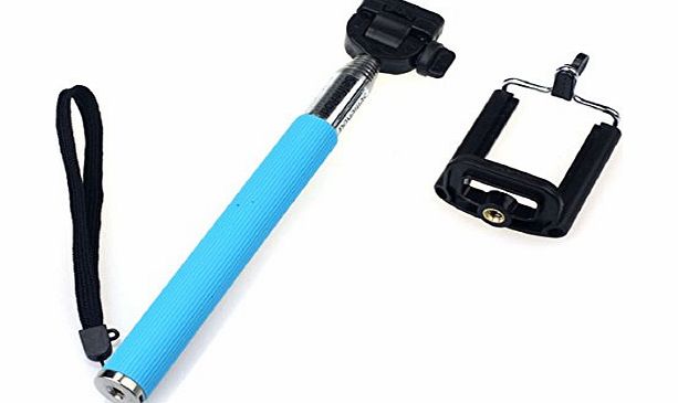 Sannysis Extendable Handheld Self-portrait Tripod Monopod Clip Holder For iPhone 6/6 Plus (Blue)