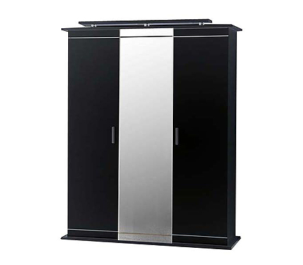 Moon High Gloss Black 3 Door Mirrored Wardrobe