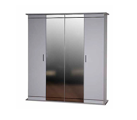 Moon High Gloss White 4 Door Mirrored Wardrobe