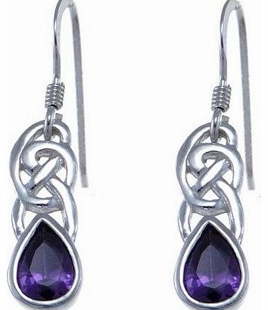 Sterling Silver and Amethyst Celtic Earrings