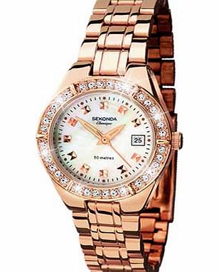 Classique Ladies Rose Gold Plated Stone