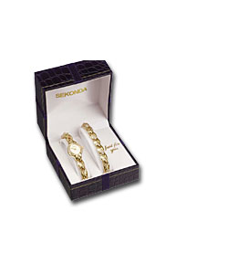 Ladies Quartz Analogue Watch and Bracelet Set