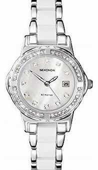 Moonlight 4674 Pearl Ladies White Crystal Set Watch