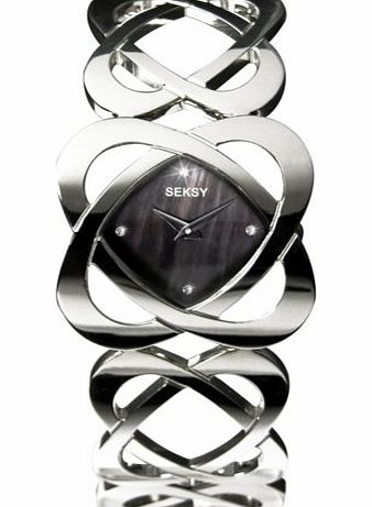 4159.37 Ladies Hidden Hearts Swarovski Crystal and Black Mother of Pearl Bracelet Watch