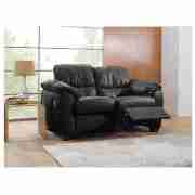 Regular Leather Recliner Sofa, Black