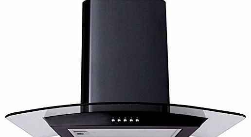 CP61BL 60cm Designer Curved Glass Black Cooker Hood Extractor