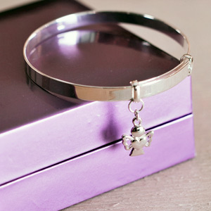 SILVER Guardian Angel Drop 50mm Bangle