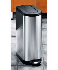 35 ltr slim line brushed steel pedal bin