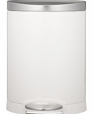 Semi-Round Pedal Bin, White, 6L