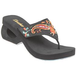 Female Ske704 Textile Upper Comfort Summer in Black, Gold Multi, White