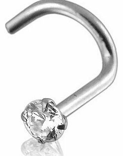 Nose Stud Screw Piercing 9 ct White Gold, Body Jewellery, White Stone