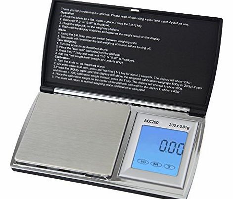 ACC200 AccuStar Digital Back-Lit Touch Screen Pocket Scale - Black