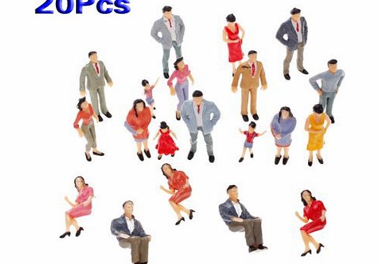 SODIAL(R) 20pcs Painted Model Train Passenger People Figures Scale 1:25