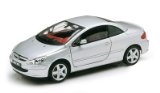 Peugeot 307CC in silver 1/18th scale model car