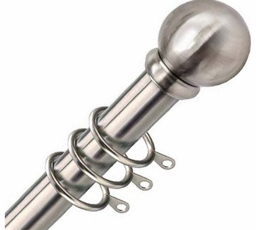 Victory 28mm Metal Curtain Pole Set, Satin Silver, 300 Cm