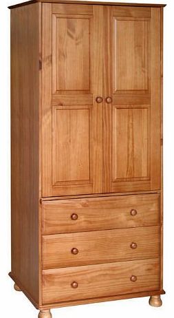 BRAND NEW ANTIQUE PINE 2 DOOR, 3 DRAWER WARDROBE