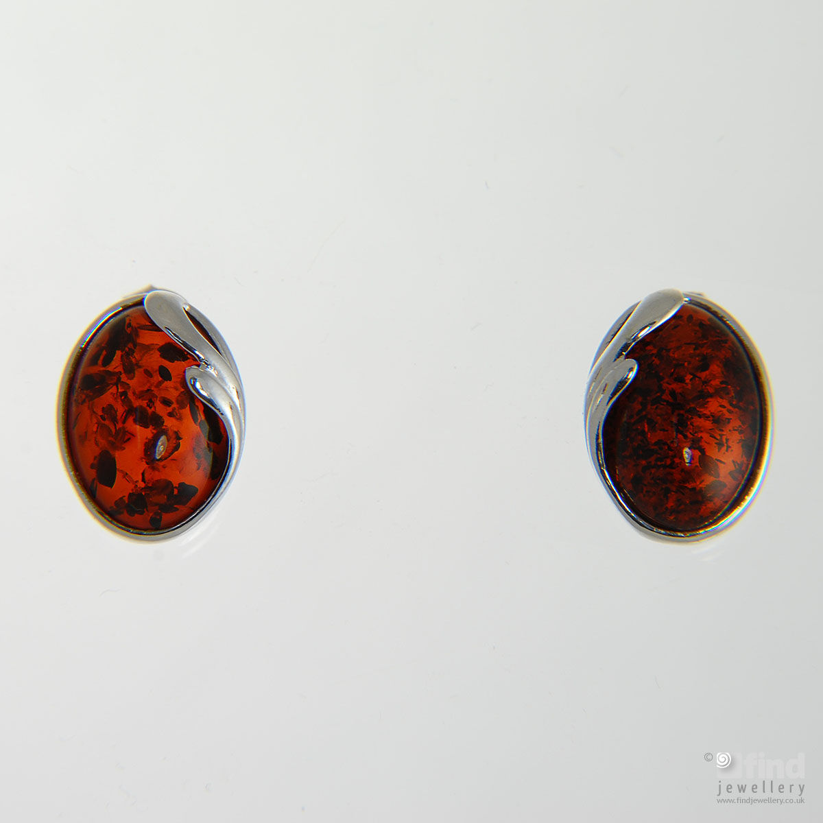 Sterling silver amber stud earring