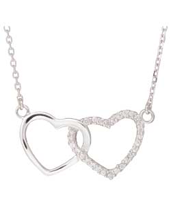 Sterling Silver Cubic Zirconia Double Heart