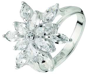 Silver Fancy Snow Flake Ring