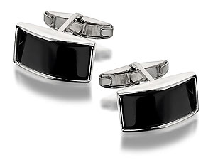 Silver Onyx Rectangular Cufflinks -