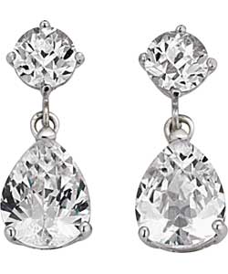 Sterling Silver Pear Cubic Zirconia Drop Earrings