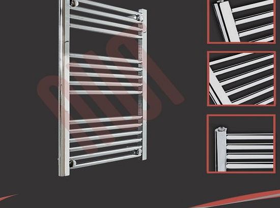 Straight Chrome Ladder Rails 500mm(w) x 800mm(h) Straight Chrome Heated Towel Rail, Radiator, Warmer 1402 BTUs Bathroom Central Heating Ladder Rail