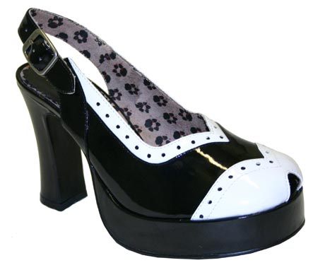 - Peep Toe - Brogue - Black/White